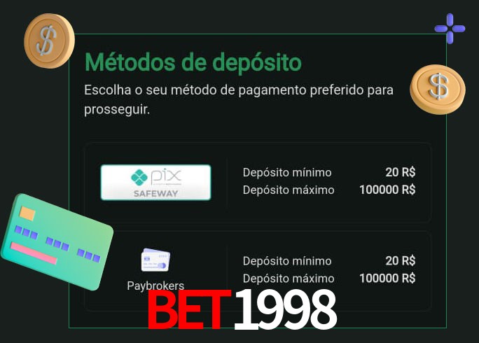 O cassino bet1998 oferece uma grande variedade de métodos de pagamento